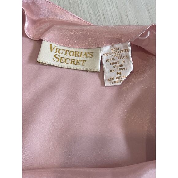 Victoria’s Secret Gold Label Slip Dress Womens Medium Pink Vtg 80s Lace - Picture 7 of 7